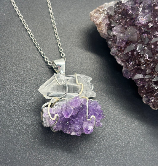 Raw Amethyst and Clear Quartz
