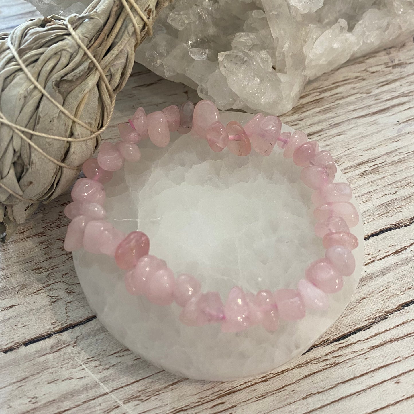 Rose Quartz Chip Bracelet